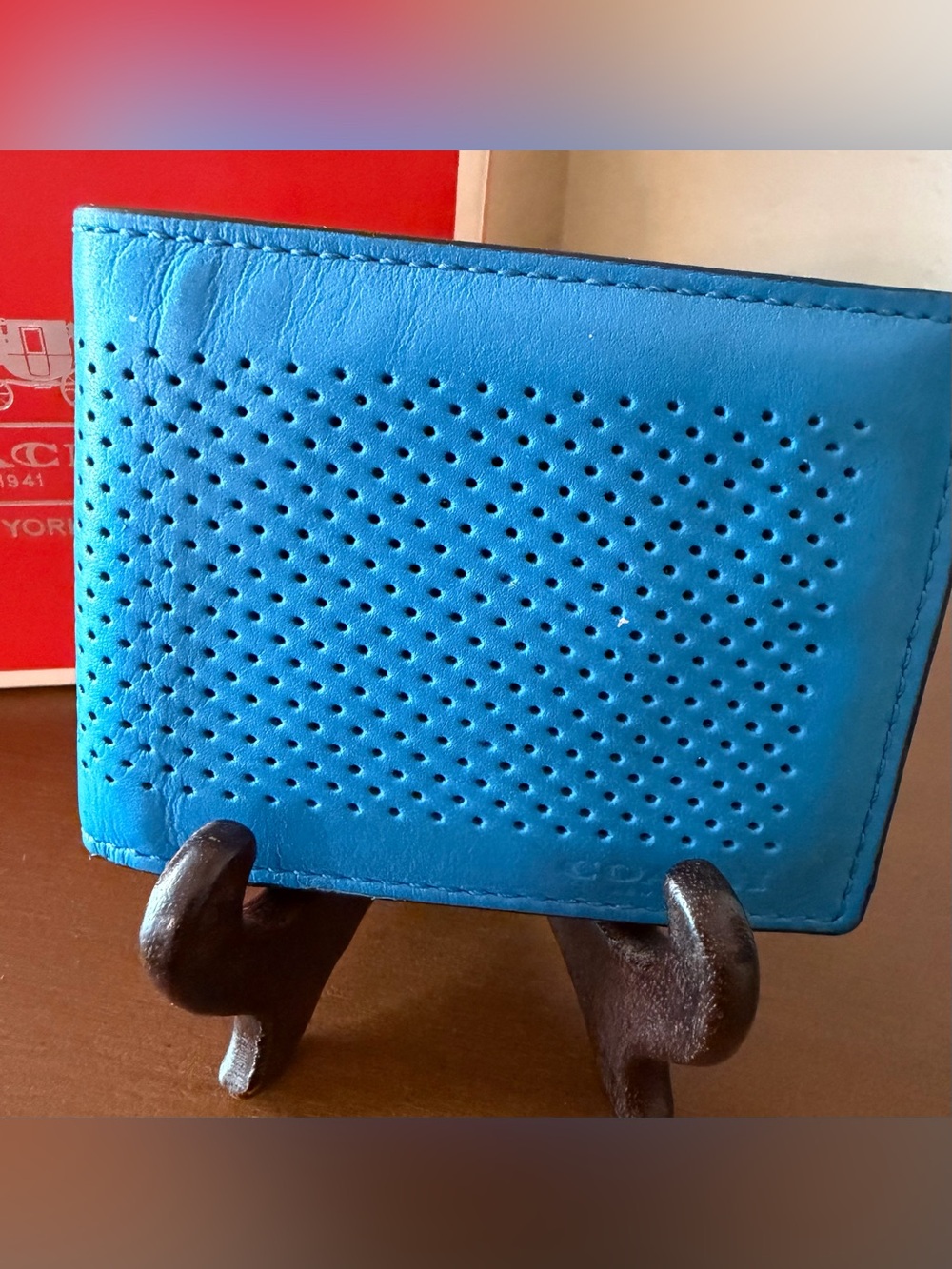 Coach Blue Perforated Leather Men’s Wallet